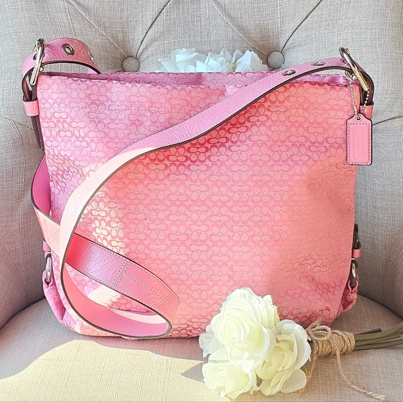 Coach Handbags - Coach Signature Jacquard Hobo Shoulder Bag Crossbody # 21041E ( Pink )